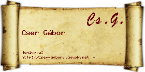 Cser Gábor névjegykártya